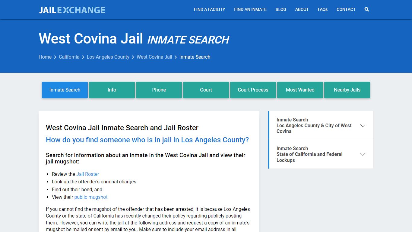 Inmate Search: Roster & Mugshots - West Covina Jail, CA